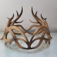 WIREFRAME_1200_1200_6.png Regal Antler Crown 3D Print Model for Cosplay & Home Decoration