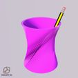 Helicoidal-Pen-Holder-Pink-Frikarte3D.jpg Helicoidal Pen Holder