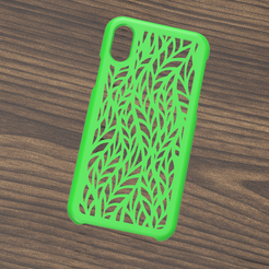 Case iphone X y XS leaf 1.png Fichier STL Etui Iphone X/XS motif feuille・Design imprimable en 3D à télécharger, 3dokinfo