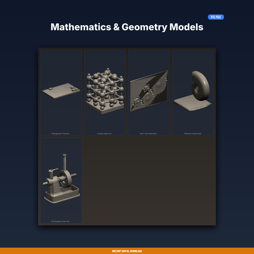 Mathematics & Geometry Models - 5-Model STL Bundle