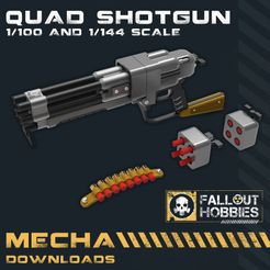 FOH-Mecha-Quad-Shotgun-1.jpg 3D-Datei Mecha Quad Shotgun Rifle im Maßstab 1/100 und 1/144・Design für 3D-Drucker zum herunterladen