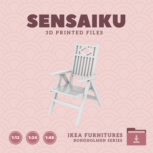 08. BONDHOLMEN Reclining Chair for Miniature Dollhouse - IKEA - 3D Print Instant Download 3D model