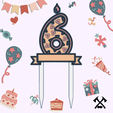 6-party.png Number Party - Cake Topper (Birthday Numbers)