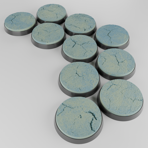 10x 32mm bases - cracked worn plaster (+toppers)