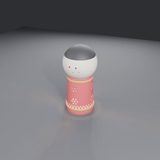 Kokeshi Doll Lantern - Turned Japanese Doll With Pierced Flower Kimono - 3D Print STL