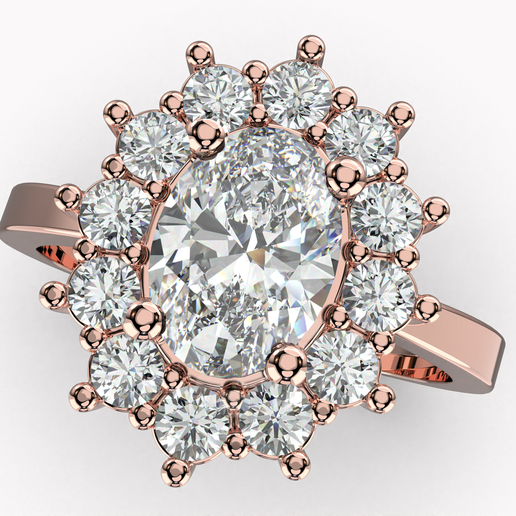 9.png Engagement ring OVAL 7x5mm 06ct -STL printable