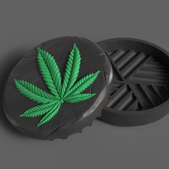 1.png Marijuana leaf and stone grinder