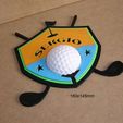 trofeo-insignia-golf-impresion3d-green-cesped-palos.jpg Shield, Badge, Golf, tournament, masters, ball, green, grass, hole, clubs, course, ball