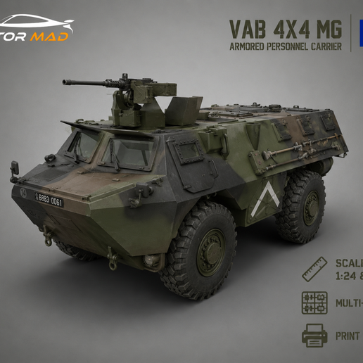 🪖 VAB 4x4 MG - French Armored Personnel Carrier - High Detail 3D Model ...