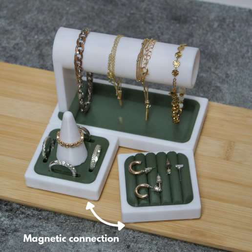 MAGNETIC JEWELRY ORGANIZER S-SET | 3 ELEMENTS | GRIDLINX | RING HOLDER | BRACELET STAND | WATCH STAND | EARRING HOLDER | JEWELRY DISPLAY