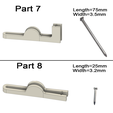 Part 7 Length=75mm Width=3.5mm Part 8 Length=25mm Width=3.2mm Length=33mm Part 9 Width=3.2mm Nail Finger Protector