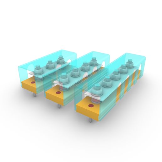 BUSBAR 3 TO 5 CONNECTIONS - 30MM CU FLAT BAR 3D model