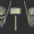 2.jpg zombie thor comic 1/12 head, thor's hammer