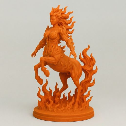 Female centaur with flowing flame