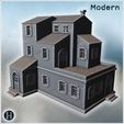 1_PREM_SW-MT-B78.jpg Multi-level structure with tiled roofs, protruding wings and arched double entrances (78) - Modern WW2 WW1 World War Diaroma Wargaming RPG Mini Hobby