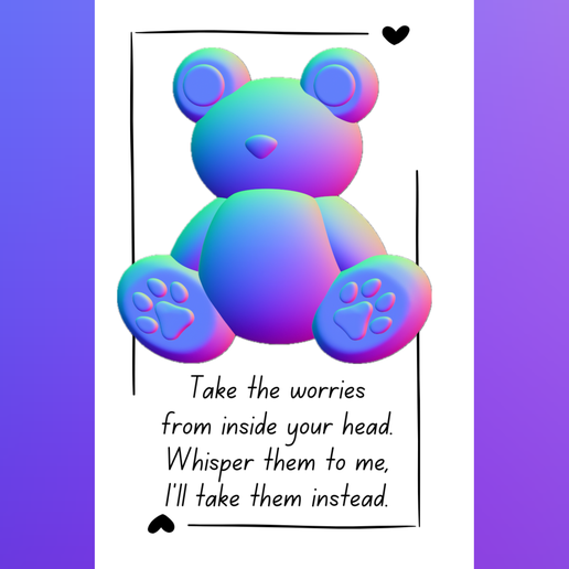 281906e2-46bd-48eb-bcc0-e8698de865e6.png Worry Bear and Card-- Makes a great flushie guy!!