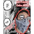 Deku-Mask.jpeg Fichier STL Masque Deku Midoriya - New Arc - Dark Midoriya - Boku No Hero - My Hero Academia - Masque Cosplay・Design pour imprimante 3D à télécharger