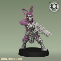 Autogunbunny_Render.jpg Fichier 3D Clan du lapin - Ganger avec fusil à pompe・Objet imprimable en 3D à télécharger