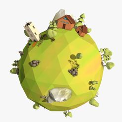 Low-Poly-Planet01-opensea.jpg Archivo 3D Planeta Low Poly・Plan de impresión en 3D para descargar