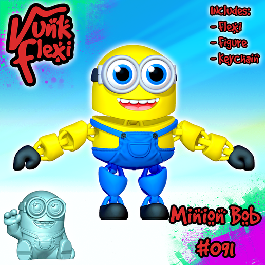 👹 Despicable Me Minion Bob MultiColor Flexi Print-in-Place + Figure ...