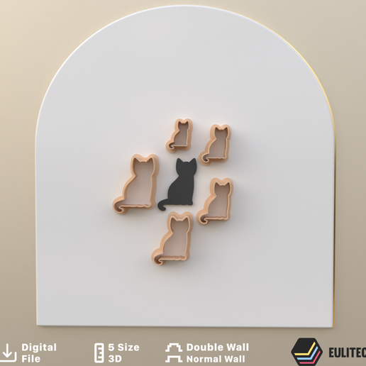 POLYMER CLAY CUTTERS CAT RESTING 5 SIZE 2 VERSION CUT/EULITEC.COM/CC/COPYRIGHTED LICENSE 3D model