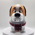 Dog-Saint-Bernard-peinturer-vue-face-1.jpg Saint Bernard dog with barrel