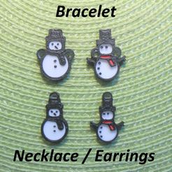 IMG_7566.jpg STL-Datei 4 Snowman Necklaces, Armbänder, Earrings, Jewelry・3D-Drucker-Vorlage zum herunterladen