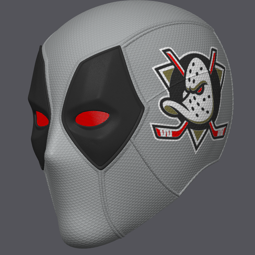 Deadpool Helmet with Anaheim Mighty Ducks logo (Adult wearable)