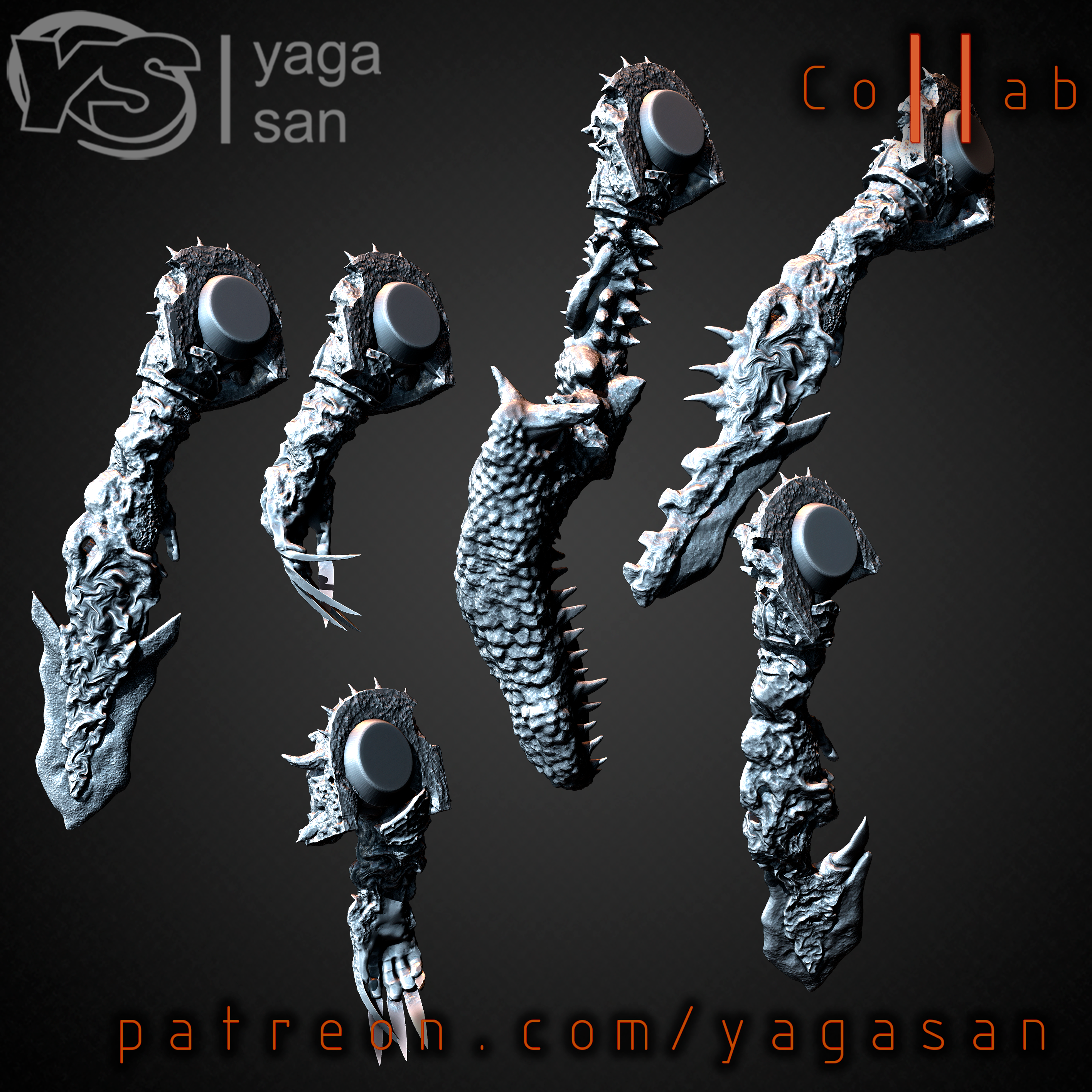 9.png Download STL file Mutated hands of Chaos PACK • Object to 3D print, yagasan
