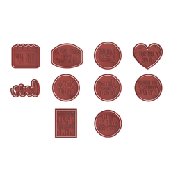 Valentine-4-Set.png Download STL file Valentine Cookie Cutter Collection 3 • 3D print template, dwain