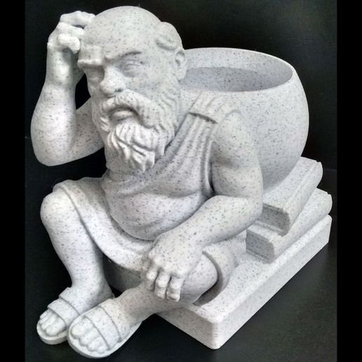**Philosopher Planter - Classical Thinker Pot STL - Succulent Holder & Desk Buddy** 3D model