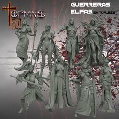 PORTADA-ELFAS-DESNUDAS-REDUCIDA.jpg Fichier STL PAQUETS DE 8 ELFES GUERRIERS RPG MARTEAU DE GUERRE SEINS NUS・Objet imprimable en 3D à télécharger