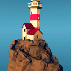 untitled_06.png Free STL file Lighthouse on a rock, low-poly edition・3D printer design to download