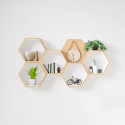 أرفف-خشبية-أنيقة-تزين-أحد-حوائط-زاوية-المنزل.jpg Free STL file Beehive wall decor・3D printer design to download