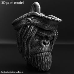 Pirate_monkey_vol2_Pendant_K1.jpg 3D-Datei Piraten-Affe vol2 Anhänger Schmuck・3D-druckbare Vorlage zum herunterladen