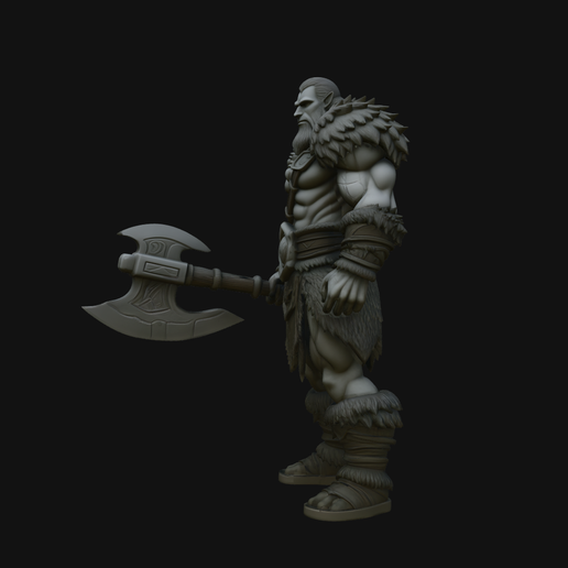 Barbarian with Axe Statue Design 4 - 3D Print Model