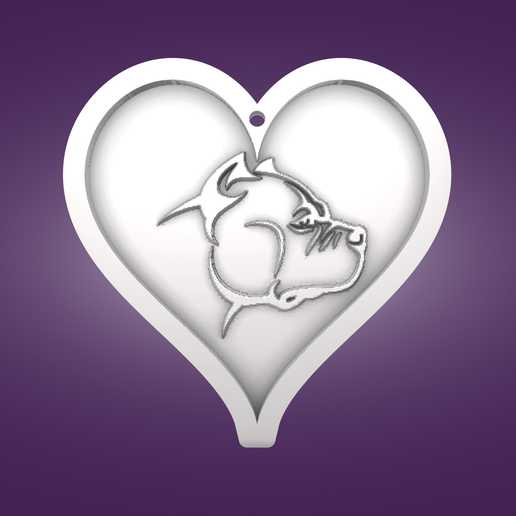 Key pendant, heart, dog, Pit Bull Terrier 3D model