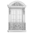 3ddd5.jpg Fenêtre de façade classique avec balcon à la française Modèle 3D de clôture forgée