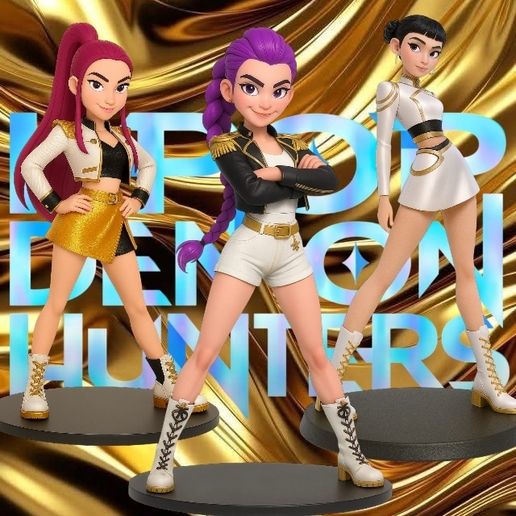 Collection Anime Figurines K Pop De-Mon Hunters, HUNTRIX-Rumi/Mira/Zoey Set 6 Pièces PVC Set 6