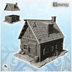 1-PREM.jpg Fichier STL Maison médiévale avec toit en tuiles, fenêtre au sol et accessoires (3) - Medieval Gothic Feudal Old Archaic Saga 28mm 15mm・Objet pour impression 3D à télécharger