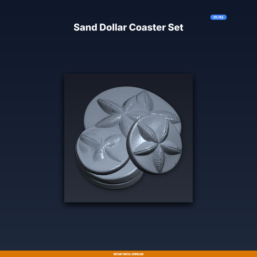 Sand Dollar Coaster Set - 3D Printable STL File