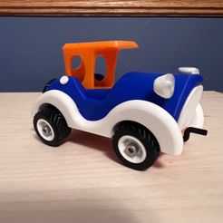 Mignon, style toon, voiture ancienne