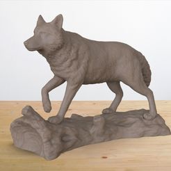 wolf on log.57.jpg Fichier 3D Un loup sur une bûche・Idée pour impression 3D à télécharger, JGranite