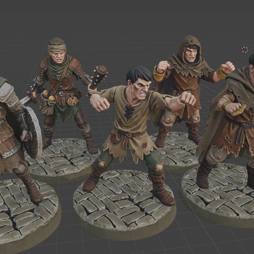 Village Ruffians Set 1  (64mm RPG Miniatures)