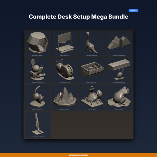 Complete Desk Setup Mega Bundle - 13-Model STL Bundle