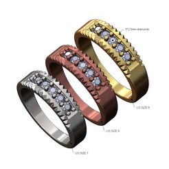 Rolex-edge-diamond-band-size7-8-9-00.jpg STL file Fluted edges diamond band US sizes 7 8 9 3D print model・3D print model to download