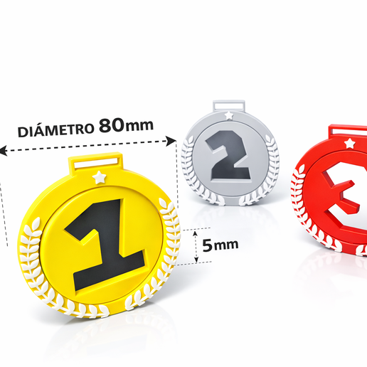 Rotating Award Medals – 1st 2nd 3rd Place – 3D print no supports