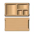 4-pocket-recta-tray-v2-01.jpg Rectangular 4 pockets serving tray relief 3D print model