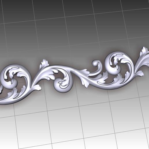 Classic Acanthus Leaf S-Scroll Applique / Decorative Swag Relief STL for CNC & 3D Print