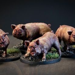 ExpressionsPigsGroup.jpg Fichier 3D Quatre cochons aux visages expressifs !・Design pour imprimante 3D à télécharger